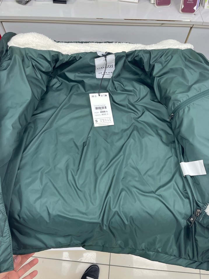 Uzun Kollu, Yüksek Yakalı Erkek Gri-Beyaz Polar Ceket - Görsel 3