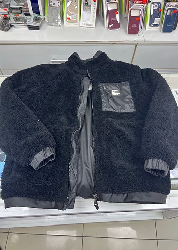 Siyah Peluş Detaylı Yüksek Yakalı Erkek Ceket - Görsel 2