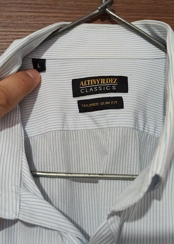 Düğmeli Çizgili Erkek Gömlek - Görsel 2