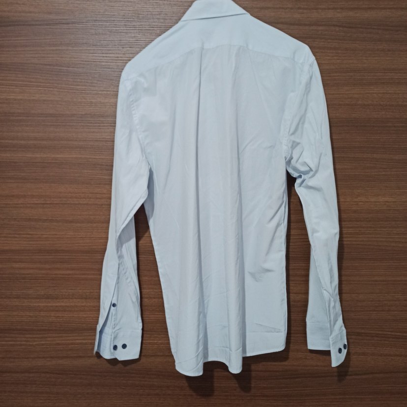 Düğmeli Çizgili Erkek Gömlek - Görsel 3