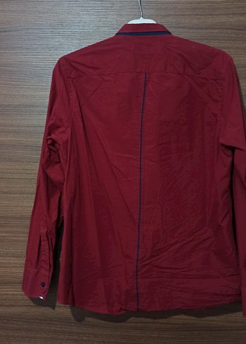 Bordo Erkek Uzun Kollu Düğmeli Gömlek - Görsel 5