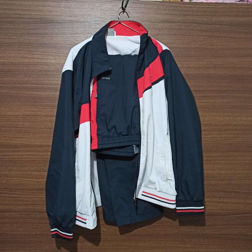 Erkek Beyaz Kırmızı Spor Fermuarlı Eşofman takımı - Görsel 3