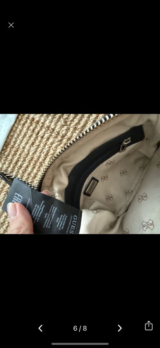 GUESS Siyah Deri Zincir Askılı Çanta - Görsel 5