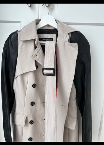 Bej zara Düğmeli Kadın Trençkot - Görsel 3