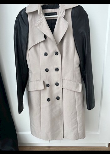 Bej zara Düğmeli Kadın Trençkot - Görsel 6