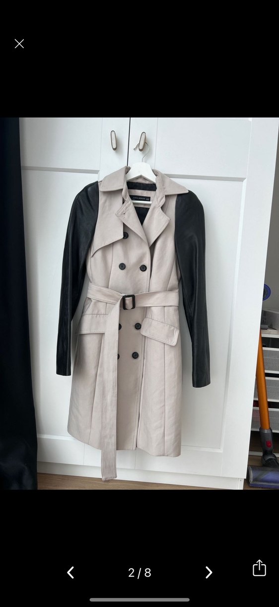 Bej zara Düğmeli Kadın Trençkot - Görsel 2