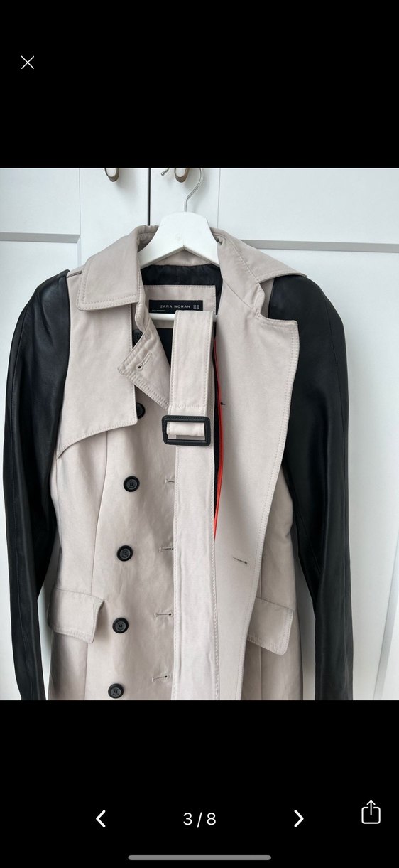 Bej zara Düğmeli Kadın Trençkot - Görsel 3