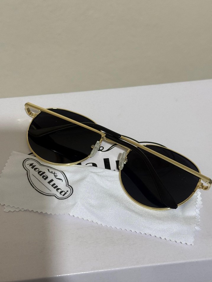 Parlak Altın Renkli Retro Kadın Güneş Gözlüğü - Görsel 2