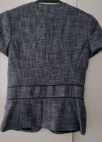 lacivert, beyaz Kısa Kollu Kadın Blazer Ceket - Görsel 2