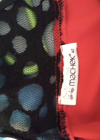 Asimetrik Siyah Detaylı Kırmızı Midi Elbise - Görsel 5