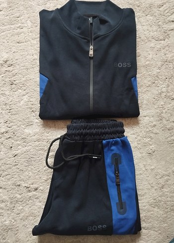 BOSS Siyah Mavi Fermuarlı Spor Eşofman Takımı - Görsel 6