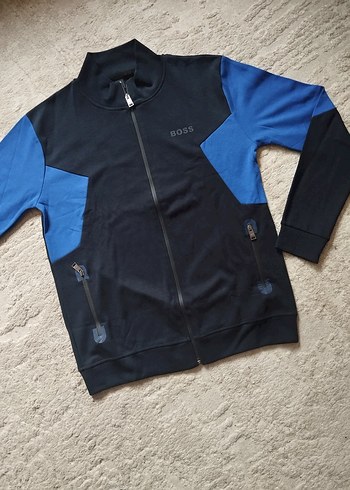 BOSS Siyah Mavi Fermuarlı Spor Eşofman Takımı - Görsel 5