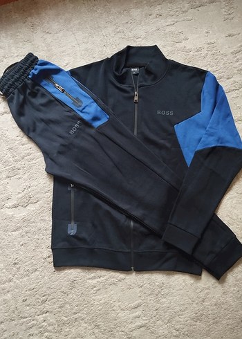 BOSS Siyah Mavi Fermuarlı Spor Eşofman Takımı - Görsel 2