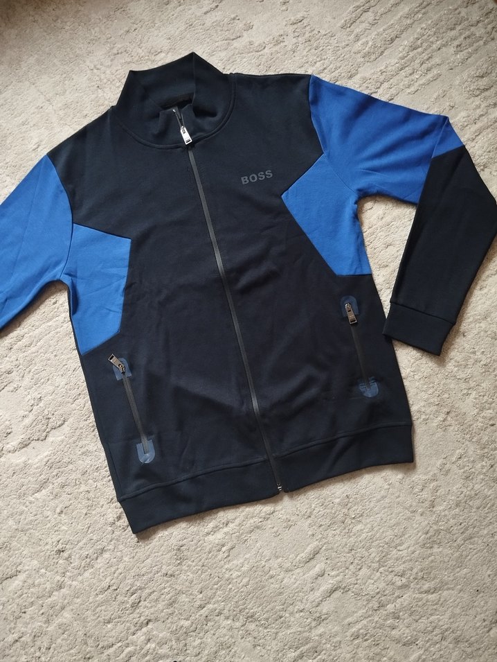 BOSS Siyah Mavi Fermuarlı Spor Eşofman Takımı - Görsel 5