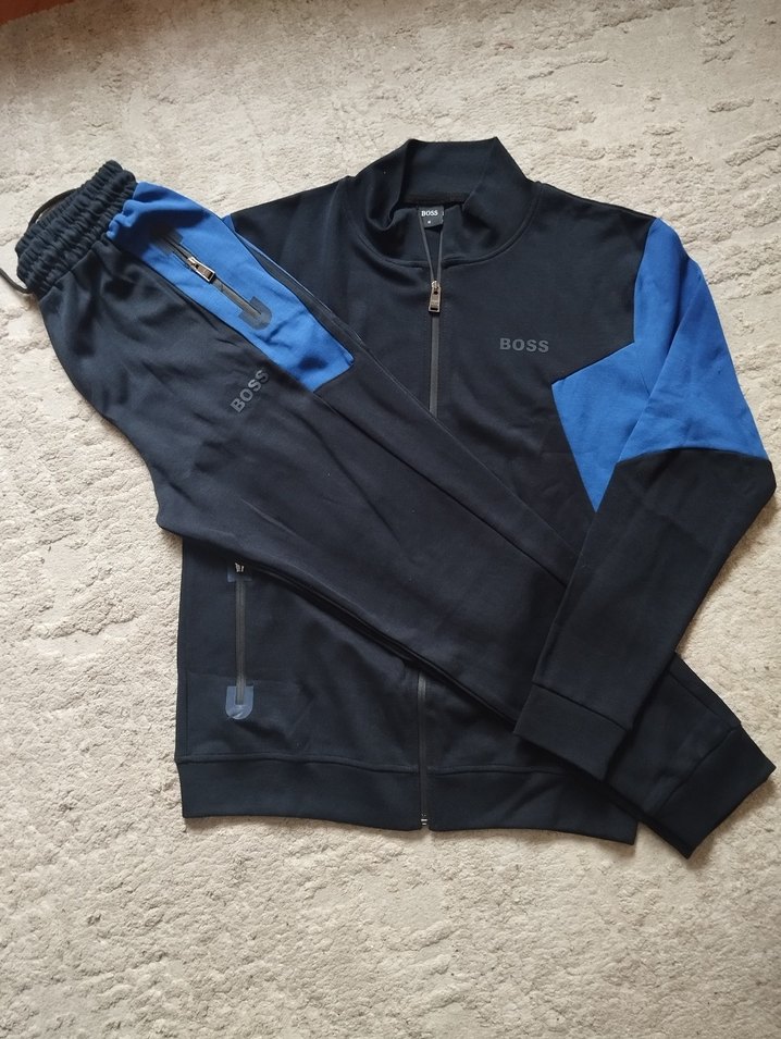 BOSS Siyah Mavi Fermuarlı Spor Eşofman Takımı - Görsel 2