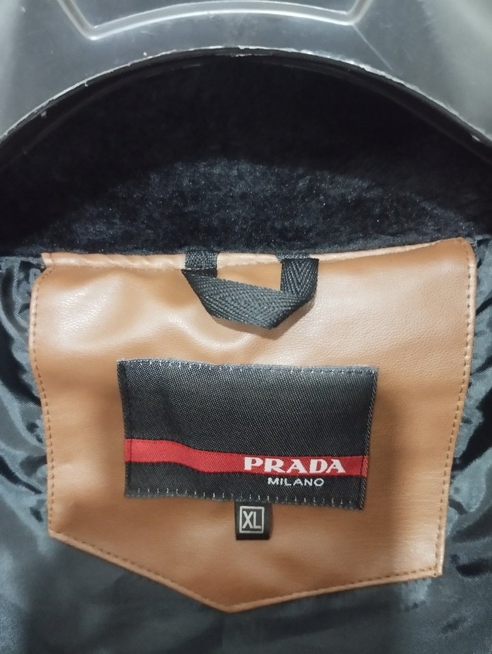 PRADA Deri Erkek Mont Kürklü Yaka - Görsel 2