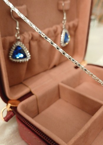 Mavi Taşlı Zincir Detaylı Takı Seti - Görsel 10