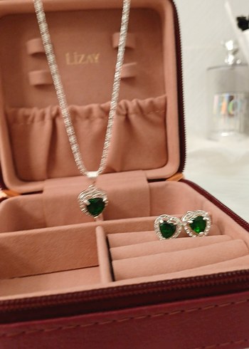 Yeşil Taşlı Modern Klasik Kadın Takı Seti - Görsel 7