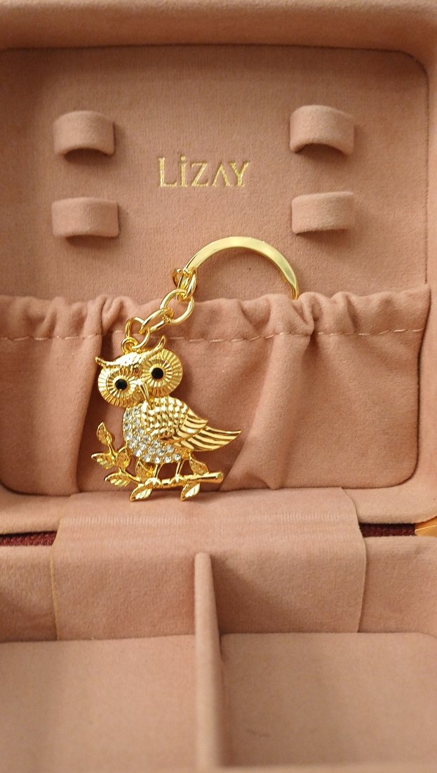 Altın Renk Parlak özel seri baykuş anahtarlık/çanta süsü - Görsel 4