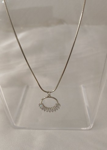 Zirkon baget taşlı çelik kolye - Görsel 9