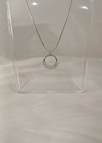 Zirkon baget taşlı çelik kolye - Görsel 13