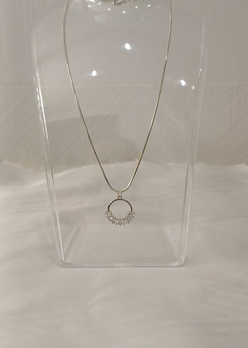 Zirkon baget taşlı çelik kolye - Görsel 17