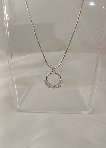 Zirkon baget taşlı çelik kolye - Görsel 8