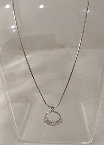 Zirkon baget taşlı çelik kolye - Görsel 10