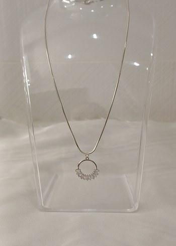 Zirkon baget taşlı çelik kolye - Görsel 11