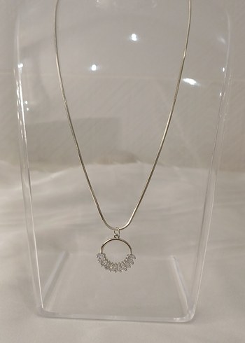 Zirkon baget taşlı çelik kolye - Görsel 7