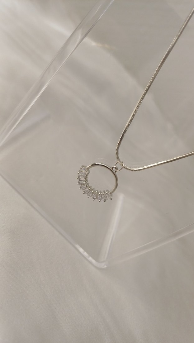 Zirkon baget taşlı çelik kolye - Görsel 5