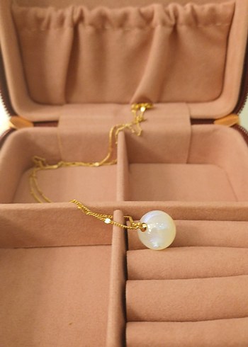 Gold İnci Detaylı Zincir Kolye - Görsel 6