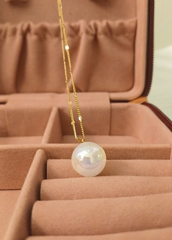 Gold İnci Detaylı Zincir Kolye - Görsel 3