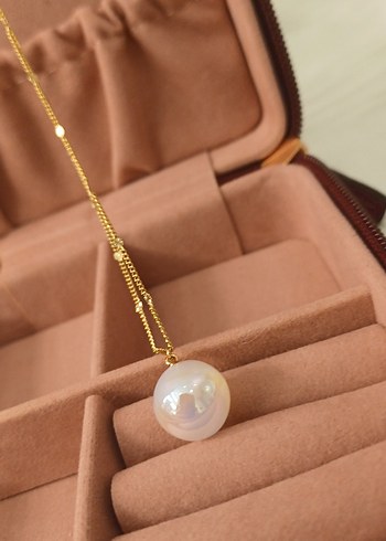 Gold İnci Detaylı Zincir Kolye - Görsel 5