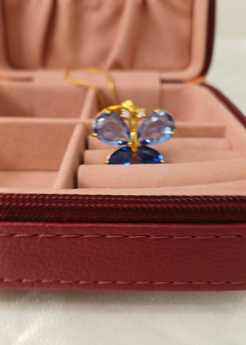 Çelik Zincir Detaylı Mavi Kelebek Kolye - Görsel 16