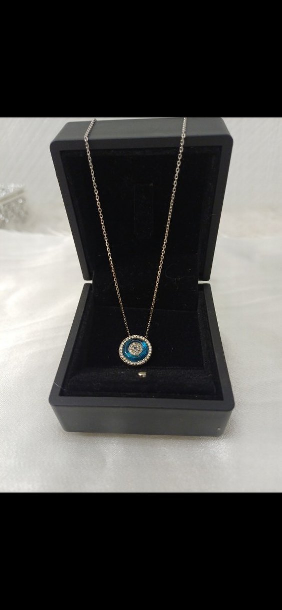 925 ayar gümüş nazar boncuğu Kolye - Görsel 4