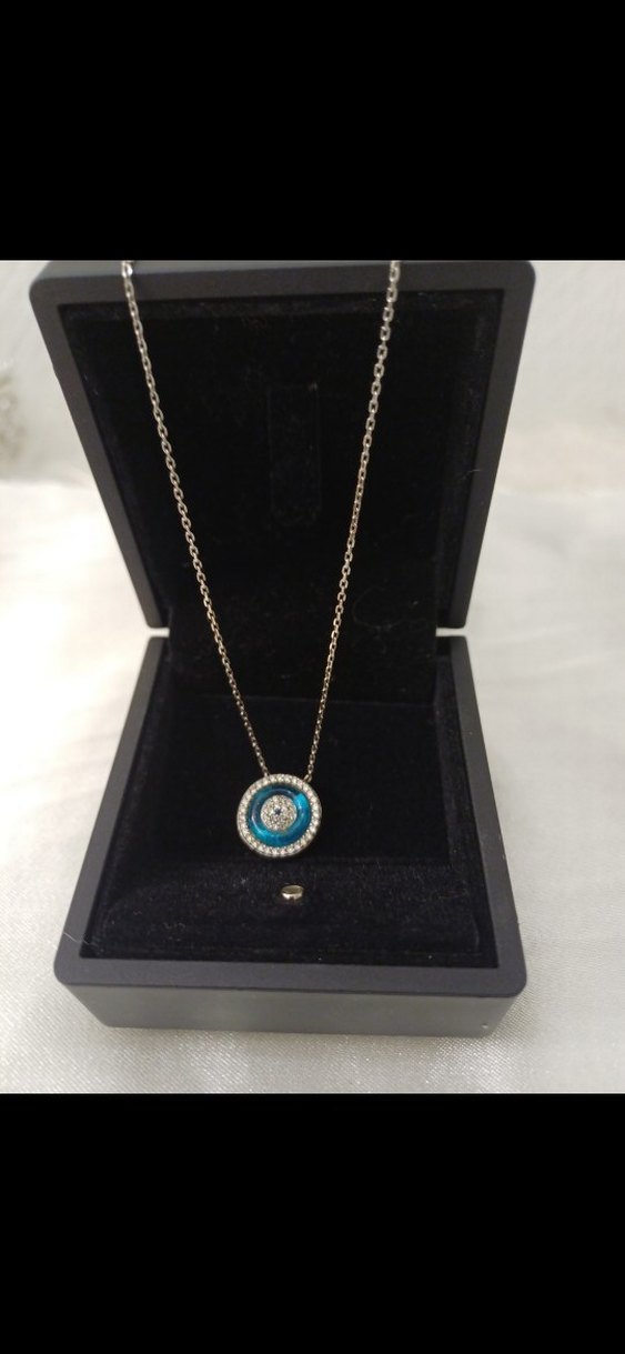 925 ayar gümüş nazar boncuğu Kolye - Görsel 2