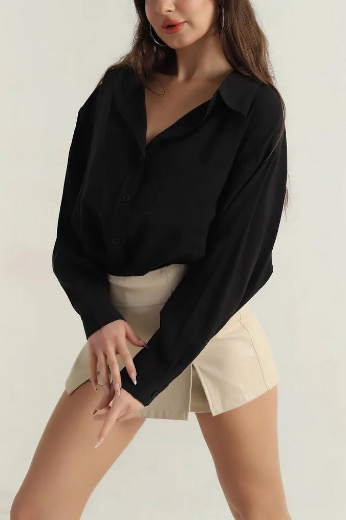 siyah gömlek - Görsel 3