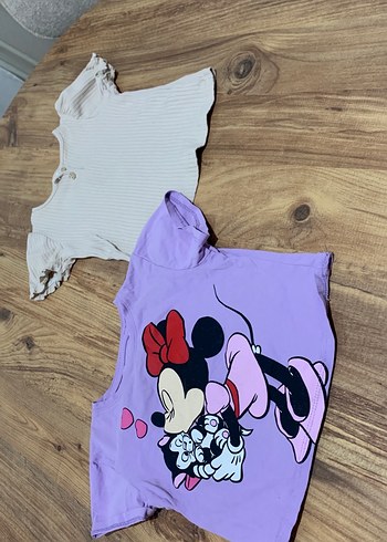 Kız Çocuk Mor Baskılı Kısa Kollu Tişört - Görsel 3