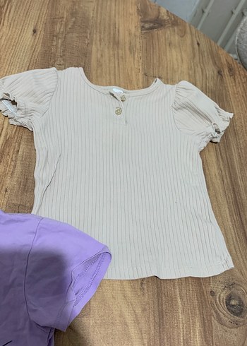 Kız Çocuk Mor Baskılı Kısa Kollu Tişört - Görsel 2