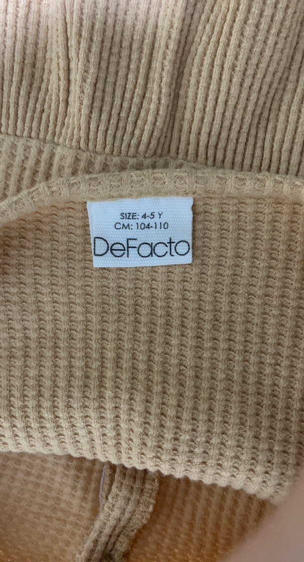 Bej Uzun Kollu Kız Çocuk Triko Elbise - Görsel 5