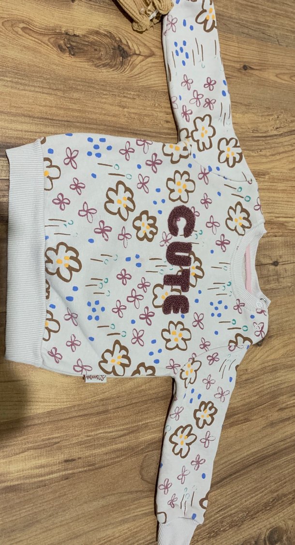 Çiçekli Kapüşonlu Kız Sweatshirt - Görsel 2