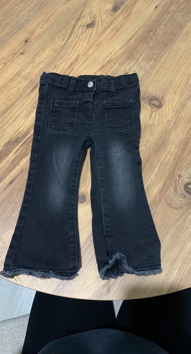 Kız Çocuk Gri Denim Volanlı Pantolon - Görsel 2