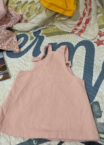 Düğmeli Pudra Pembe Kız Elbisesi - Görsel 5