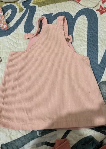 Düğmeli Pudra Pembe Kız Elbisesi - Görsel 4