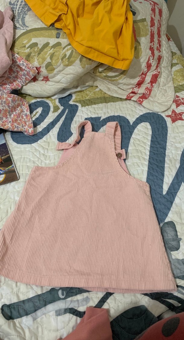 Düğmeli Pudra Pembe Kız Elbisesi - Görsel 5