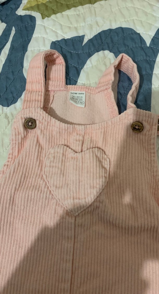 Düğmeli Pudra Pembe Kız Elbisesi - Görsel 2