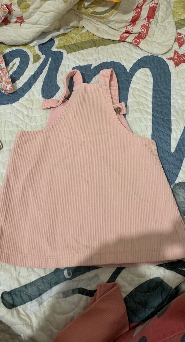 Düğmeli Pudra Pembe Kız Elbisesi - Görsel 4