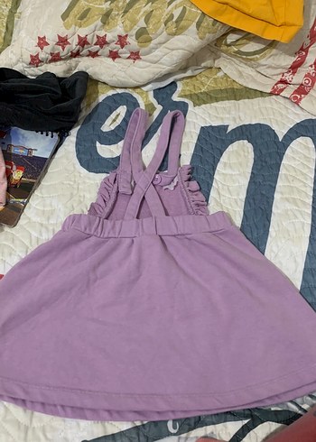 Mor Kız Çocuk Fırfırlı Askılı Elbise - Görsel 3