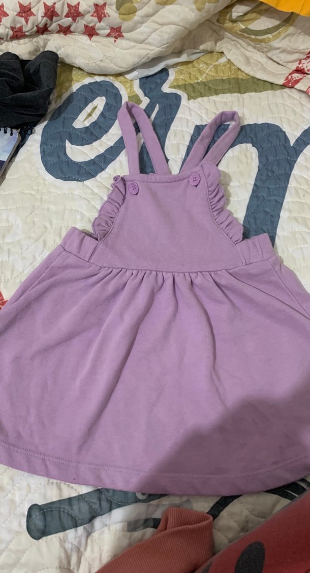 Mor Kız Çocuk Fırfırlı Askılı Elbise - Görsel 2